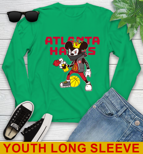 Atlanta Hawks NBA Basketball Mickey Peace Sign Sports Youth Long Sleeve 7