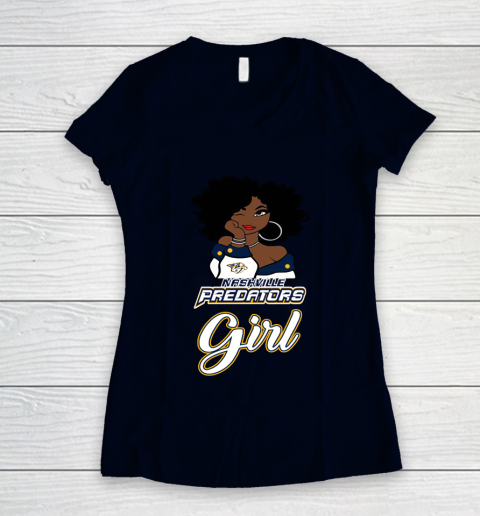 Nashville Predators Girl NHL Women's V-Neck T-Shirt 3