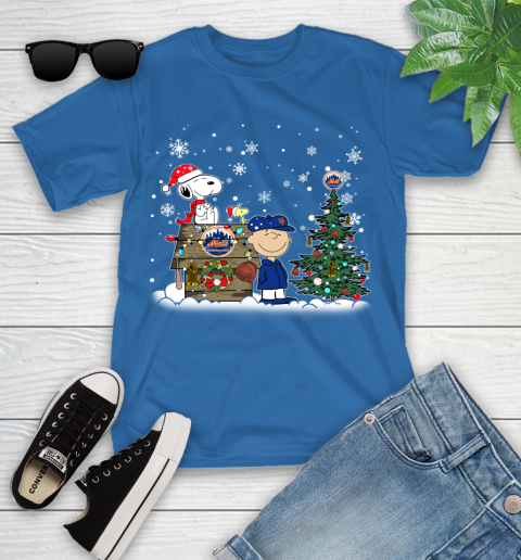 MLB New York Mets Snoopy Charlie Brown Christmas Baseball Commissioner's Trophy Youth T-Shirt 12