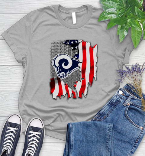 Los Angeles Rams NFL Football American Flag Women's T-Shirt 5