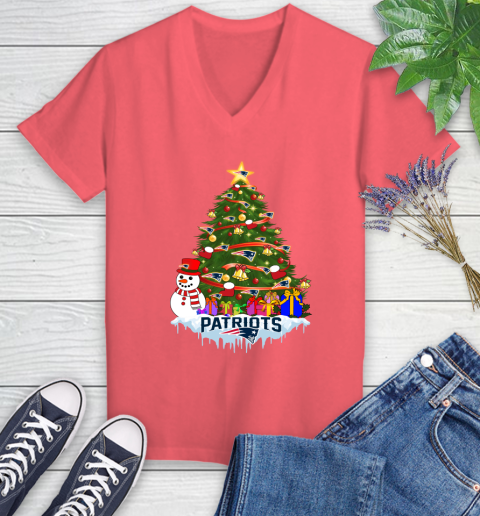 New England Patriots Merry Christmas NFL Football Sports Women's V-Neck T-Shirt 6