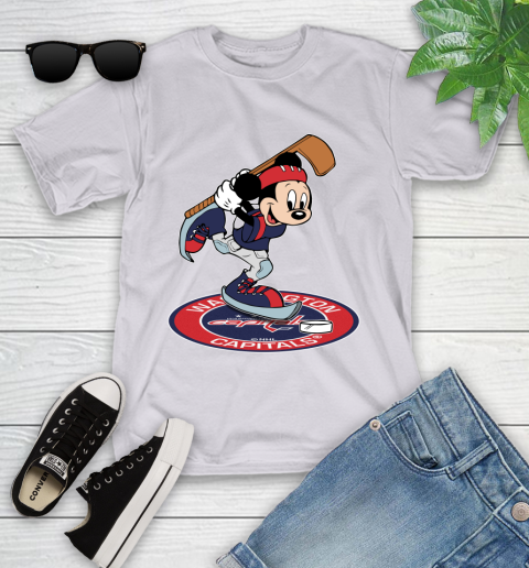 NHL Hockey Washington Capitals Cheerful Mickey Disney Shirt Youth T-Shirt 4