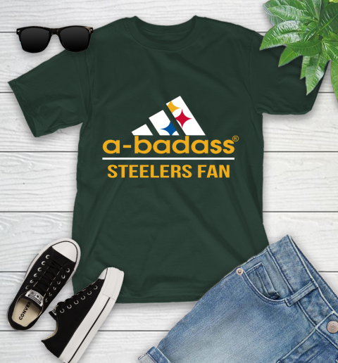 NFL A Badass Pittsburgh Steelers Fan Adidas Football Sports Youth T-Shirt 5