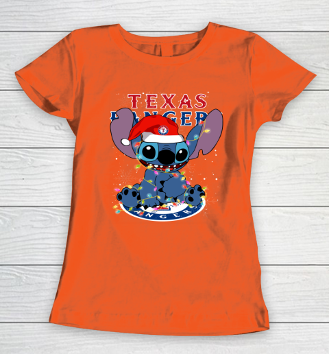 Texas Rangers MLB noel stitch Baseball Christmas Women's T-Shirt 2