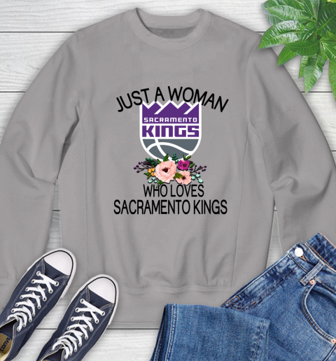 NBA Just A Woman Who Loves Sacramento Kings Basketball Sports Sweatshirt 3