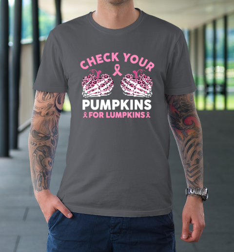 Check Your Pumpkins Breast Cancer Awareness Halloween T-Shirt 6