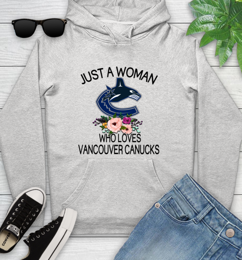 NHL Just A Woman Who Loves Vancouver Canucks Hockey Sports Youth Hoodie