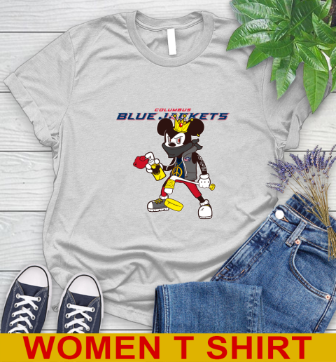 Columbus Blue Jackets NHL Hockey Mickey Peace Sign Sports Women's T-Shirt
