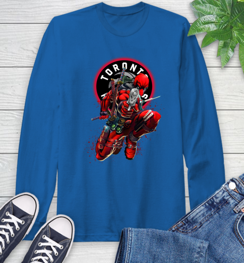 NBA Deadpool Marvel Comics Sports Basketball Toronto Raptors Long Sleeve T-Shirt 9