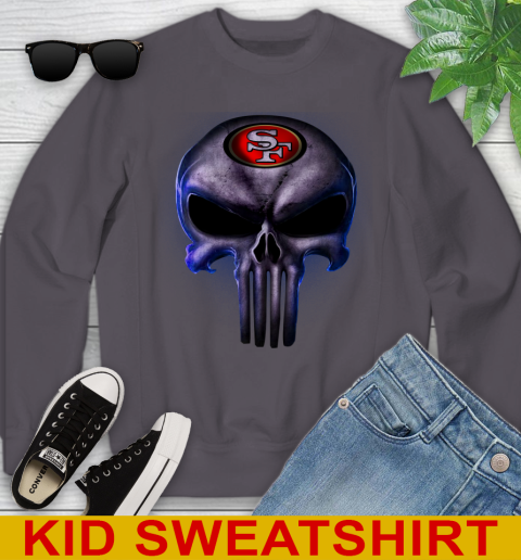 San Francisco 49ers NFL Football Punisher Skull Sports Youth Sweatshirt 5