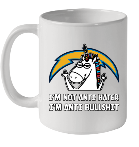 Los Angeles Chargers NFL Football Unicorn I'm Not Anti Hater I'm Anti Bullshit Ceramic Mug 11oz