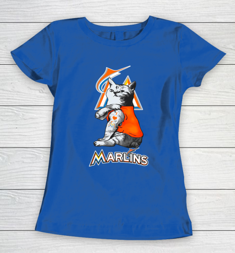 MLB Baseball My Cat Loves Miami Marlins Women's T-Shirt 8