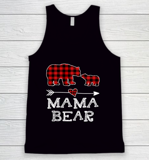 Mama Bear Christmas Pajama Red Plaid Buffalo Tank Top