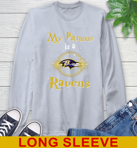 NFL Football Harry Potter My Patronus Is A Baltimore Ravens Long Sleeve T-Shirt 6
