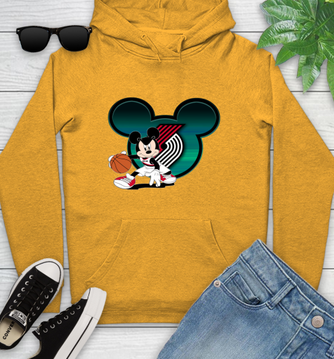 NBA Portland Trail Blazers Mickey Mouse Disney Basketball Youth Hoodie 3