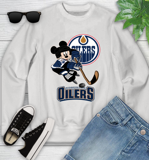 NHL Edmonton Oilers Mickey Mouse Disney Hockey T Shirt Youth Sweatshirt
