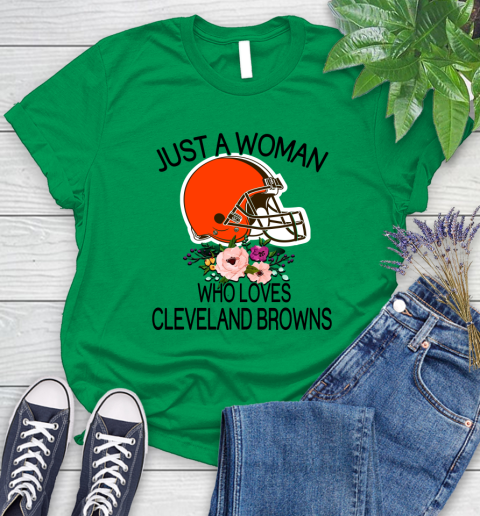 NFL Just A Woman Who Loves Cleveland Browns Football Sports Women's T-Shirt 4