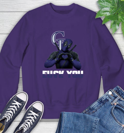 MLB Colorado Rockies Deadpool Love You Fuck You Baseball Sports Sweatshirt 4