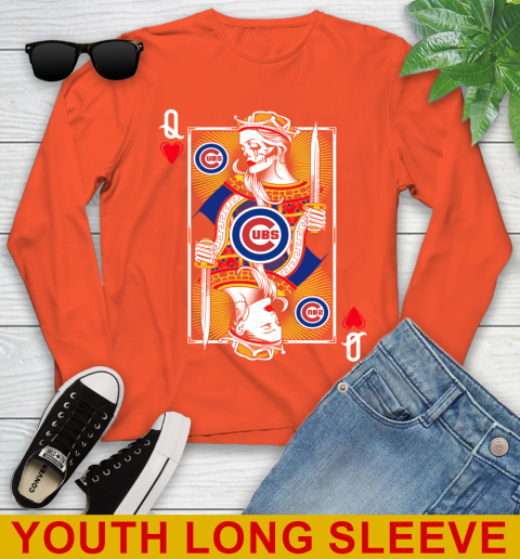 MLB Baseball Chicago Cubs The Queen Of Hearts Card Shirt Youth Long Sleeve 3