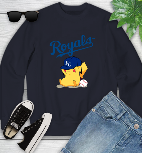 MLB Pikachu Baseball Sports Kansas City Royals Youth Sweatshirt 3