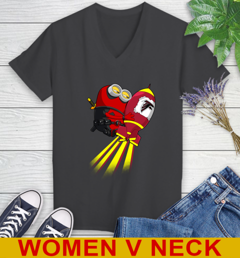 NFL Football Atlanta Falcons Deadpool Minion Marvel Shirt Women's V-Neck T-Shirt 8