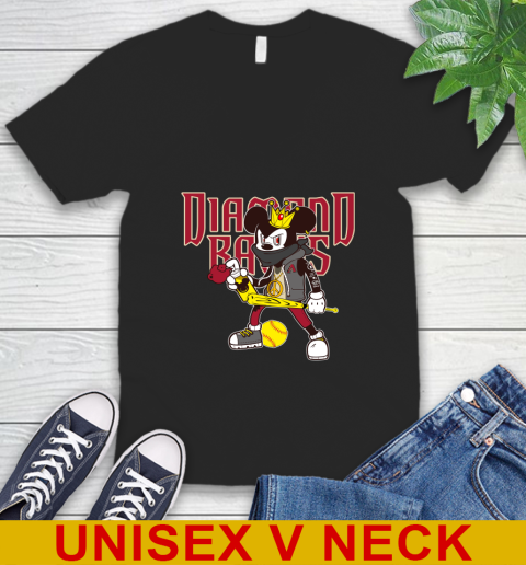 Arizona Diamondbacks MLB Baseball Mickey Peace Sign Sports V-Neck T-Shirt 2