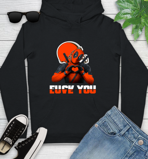 NHL Cleveland Browns Deadpool Love You Fuck You Football Sports Youth Hoodie