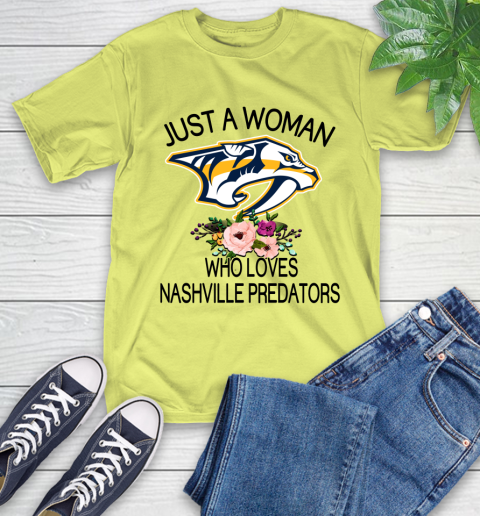 NHL Just A Woman Who Loves Nashville Predators Hockey Sports T-Shirt 8