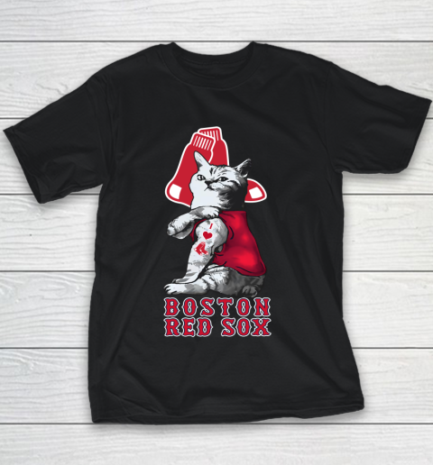 MLB Baseball My Cat Loves Boston Red Sox Youth T-Shirt