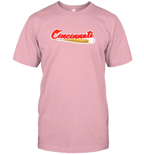 gl9s vintage cincinnati baseball shirt reds ohio baseball jersey t shirt 60 front pink