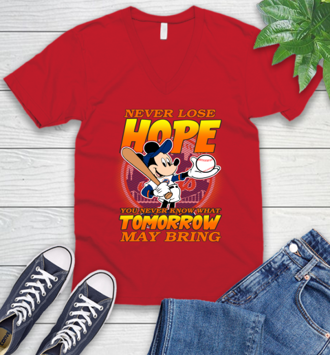 New York Mets MLB Baseball Mickey Disney Never Lose Hope V-Neck T-Shirt 6