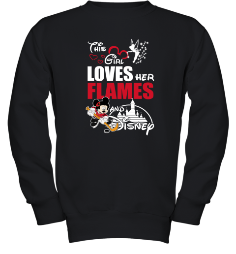 This Girl Love Her Calgary Flames And Mickey Disney Youth Sweatshirt