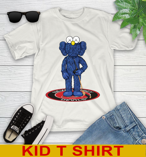 NHL Hockey New Jersey Devils Kaws Bff Blue Figure Shirt Youth T-Shirt