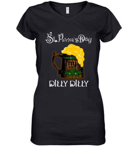 NFL New York Giants St Patrick's Day Dilly Dilly Beer Football Sports ZXFzNnVnmUM women v neck t shirt 39 95 151514 front black