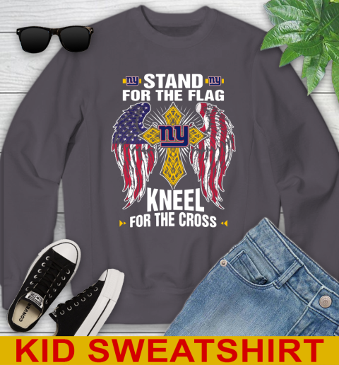 NFL Football New York Giants Stand For Flag Kneel For The Cross Shirt Youth Sweatshirt 5