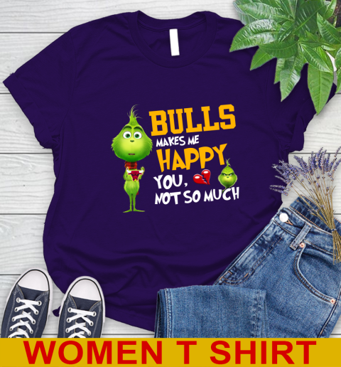 NBA Chicago Bulls Makes Me Happy You Not So Much Grinch Basketball Sports Women's T-Shirt 4