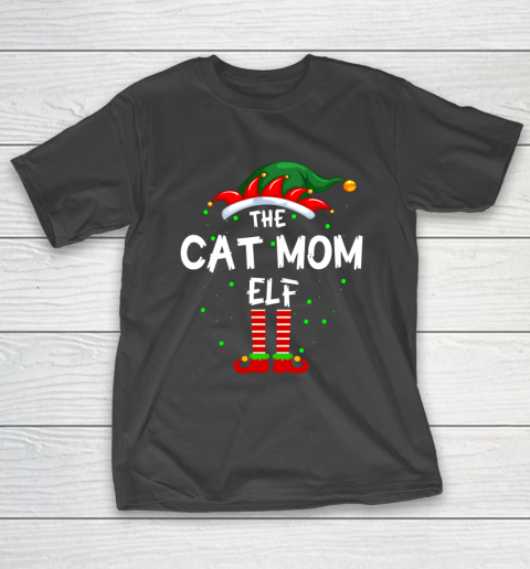 The Cat Mom Elf Family Matching Group Funny Christmas Pajama T-Shirt