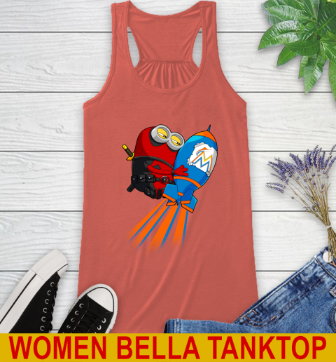 MLB Baseball Miami Marlins Deadpool Minion Marvel Shirt Racerback Tank 3
