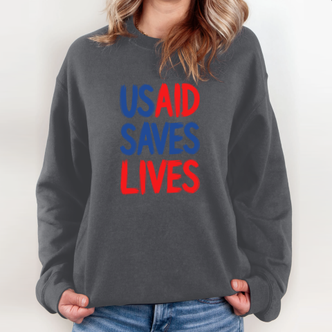 zrxm usaid saves lives sweatshirt 35 front dark heather