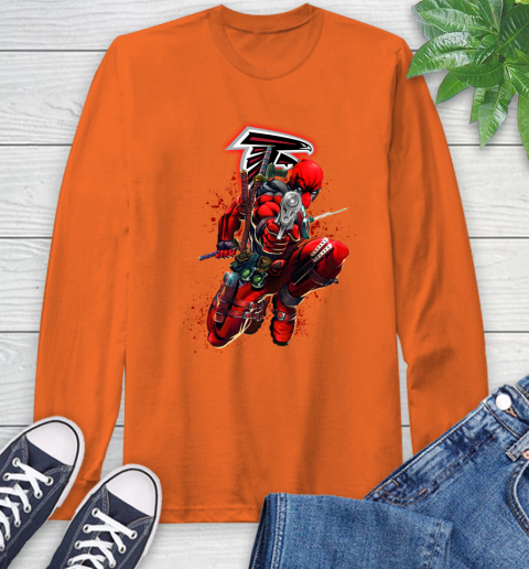 NFL Deadpool Marvel Comics Sports Football Atlanta Falcons Long Sleeve T-Shirt 5