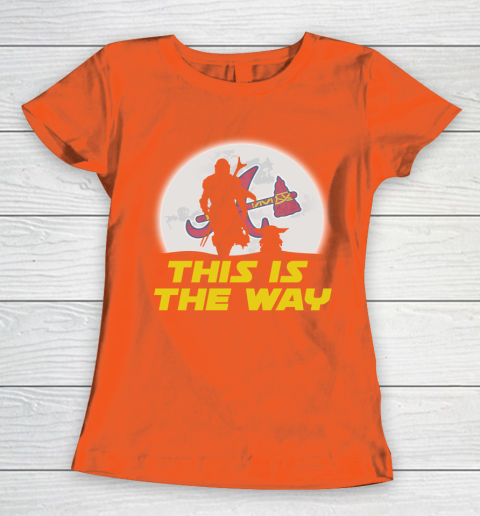Atlanta Braves MLB Baseball Star Wars Yoda And Mandalorian This Is The Way Women's T-Shirt 3