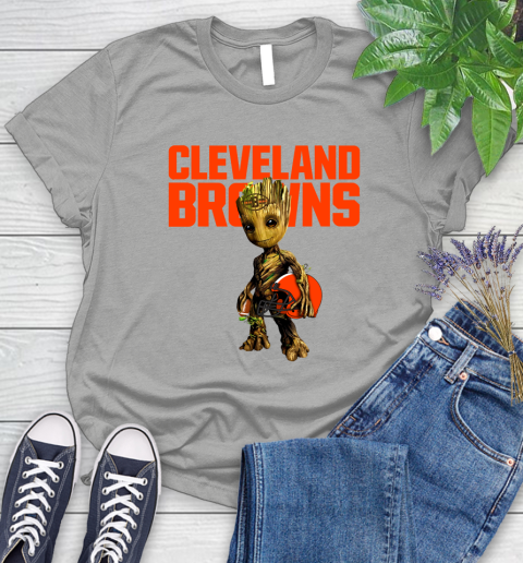 Cleveland Browns NFL Football Groot Marvel Guardians Of The Galaxy Women's T-Shirt 10