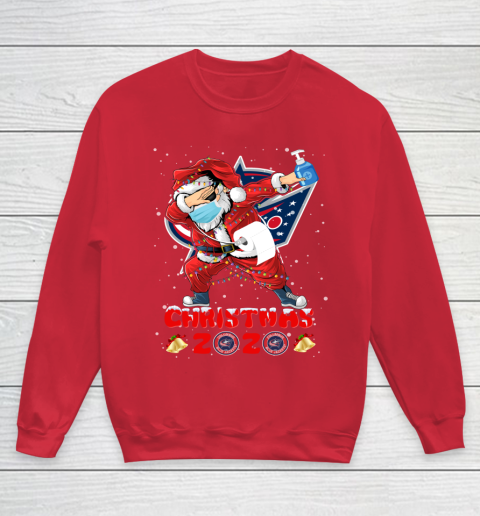 Columbus Blue Jackets Funny Santa Claus Dabbing Christmas 2020 NHL Youth Sweatshirt 7