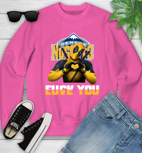 NBA Denver Nuggets Deadpool Love You Fuck You Basketball Sports Youth Sweatshirt 6