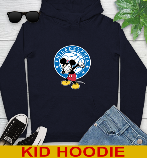 Philadelphia 76ers NBA Basketball Dabbing Mickey Disney Sports Youth Hoodie 4