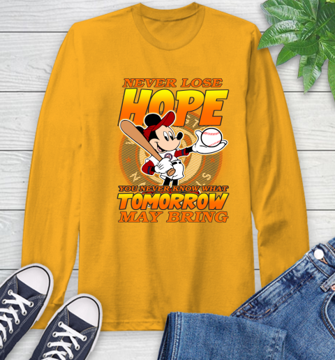 Washington Nationals MLB Baseball Mickey Disney Never Lose Hope Long Sleeve T-Shirt 2