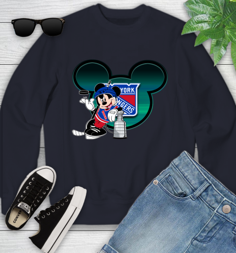NHL New York Rangers Stanley Cup Mickey Mouse Disney Hockey T Shirt Youth Sweatshirt 3