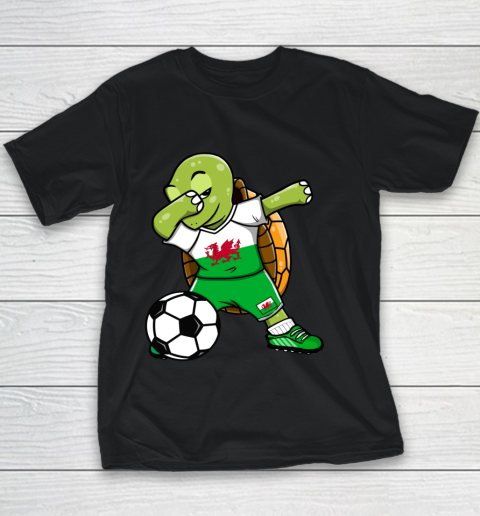 Dabbing Turtle Wales Soccer Fan Jersey Welsh Football Lovers Youth T-Shirt