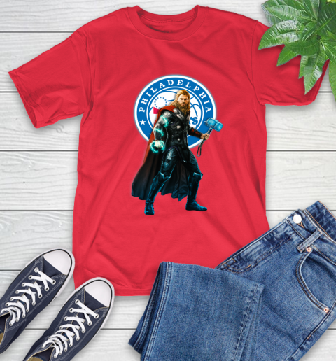 NBA Thor Avengers Endgame Basketball Philadelphia 76ers T-Shirt 10