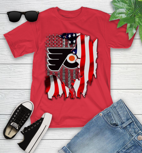 Philadelphia Flyers NHL Hockey American Flag Youth T-Shirt 13